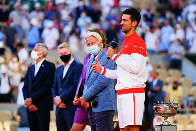 Mandatory Credit: Photo by Javier Garcia BPI Shutterstock (12058233km) Novak Djokovic after winning the Men s Singles final French Open Tennis, Day Fifteen, Roland Garros, Paris, France - 13 Jun 2021 French Open Tennis, Day Fifteen, Roland Garros, Paris, France - 13 Jun 2021  Copyright: xJavierxGarcia BPI Shutterstockx 12058233km