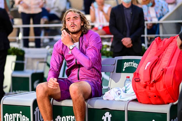 Deception de Stefanos Tsitsipas (Gre) TENNIS : Internationaux de France Roland Garros 2021 - Finale Hommes - Paris - 13 06 2021 JBAutissier Panoramic 