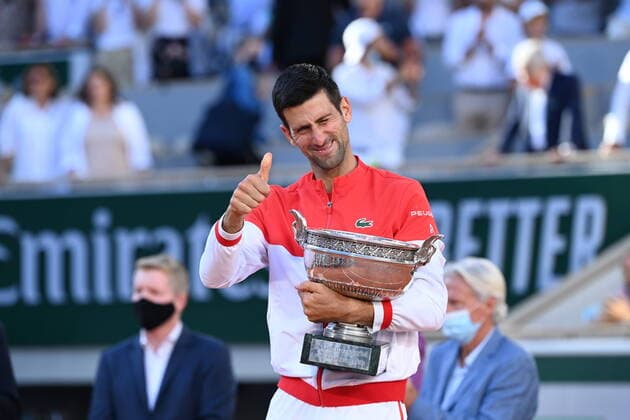 Tennis : Roland Garros 2021 - France - Finale simple Messieurs - Djokovic - Serbie - gagne le tournois Tennis : Roland Garros 2021 - France - 13 06 2021 chryslenecaillaud Panoramic 
