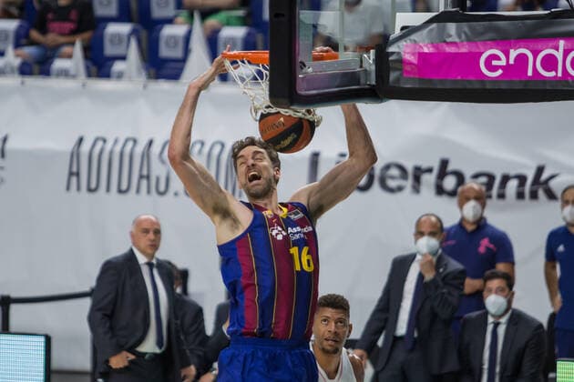 Spain: Real Madrid - FC Barcelona, Barca Pau Gasol during FC Barccelona victory over Real Madrid (75 - 89) in Liga Endesa finals series (game 1) celebrated in Madrid (Spain) at Wizink Center. June 13th 2021. Madrid Madrid Spain WiZink Center Copyright: JuanxCarlosxGarcíaxMate
