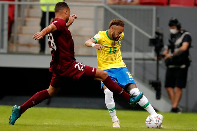 Brazil x Venezuela BRASÍLIA, DF - 13.06.2021: BRAZIL X VENEZUELA - Match between , Brazil x Venezuela valid for the first round Copa America Brazil 2021 , held at the Estádio Nacional De Brasília Mané Garrincha, on Sunday (13). In the photo, Player Nemar Brazil vs Luis Adrian Venezuela. (Photo: Francisco Stuckert Fotoarena) x2078937x  FranciscoxStuckert