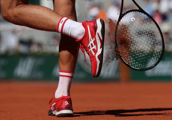 (210614) -- PARIS, June 14, 2021 -- Novak Djokovic of Serbia reacts during the Men s Singles finals match against Stefanos Tsitsipas of Greece at the French Open tennis tournament at Roland Garros in Paris, France, June 13, 2021. ) (SP)FRANCE-PARIS-TENNIS-ROLAND GARROS-FRENCH OPEN-MEN S SINGLES-FINALS GaoxJing 