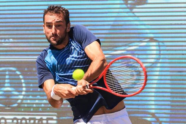 (210614) -- STUTTGART, June 14, 2021 -- Marin Cilic of Croatia returns the ball during the men s singles final match of Mercedes Cup against Felix Auger-Aliassime of Canada in Stuttgart, Germany, June 13, 2021. Marin Cilic won 2-0 and claimed the title. (Photo by Xinhua) (SP)GERMANY-STUTTGART-TENNIS-MERCEDES CUP-MEN S SINGLES-FINAL PhilippexRuiz 