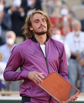 (210614) -- PARIS, June 14, 2021 -- Stefanos Tsitsipas of Greece reacts during the awarding ceremony after the Men s Singles finals match against Novak Djokovic of Serbia at the French Open tennis tournament at Roland Garros in Paris, France, June 13, 2021. ) (SP)FRANCE-PARIS-TENNIS-ROLAND GARROS-FRENCH OPEN-MEN S SINGLES-FINALS GaoxJing 