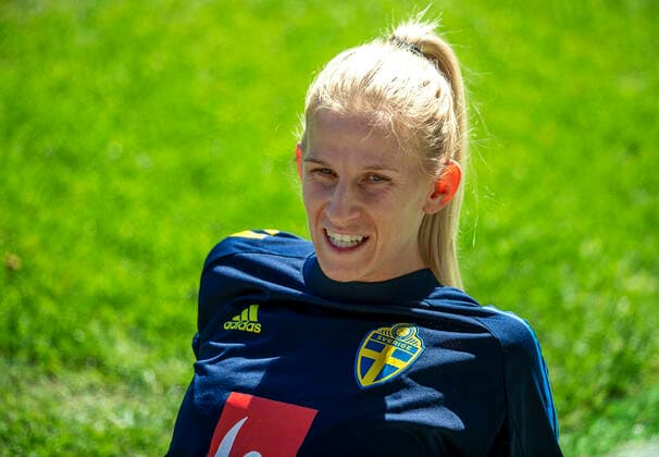 210614 Sofia Jakobsson of Sweden during a practice and press conference with the Swedish womenÂs national football team on June 14, 2021 in Kalmar Photo Suvad Mrkonjic BILDBYRAN COP 170 SM0082 fotboll football soccer fotball träning presskonferens training practice press conference sverige sweden dam bbeng,  Copyright: SUVADxMRKONJIC BB210614SM005