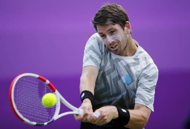 Mandatory Credit: Photo by Ella Ling BPI Shutterstock (12071591bn) Cameron Norrie of GBR in action Cinch Championships, Day One, Tennis, Queens Club, London, UK - 14 June 2021 EDITORIAL USE ONLY No use with unauthorised audio, video, data, fixture lists, club league logos or live services. Online in-match use limited to 120 images, no video emulation. No use in betting, games or single club league player publications. Cinch Championships, Day One, Tennis, Queens Club, London, UK - 14 June 2021 EDITORIAL USE ONLY No use with unauthorised audio, video, data, fixture lists, club league logos or live services. Online in-match use limited to 120 images, no video emulation. No use in betting, games or single club league player publications. Copyright: xEllaxLing BPI Shutterstockx 12071591bn
