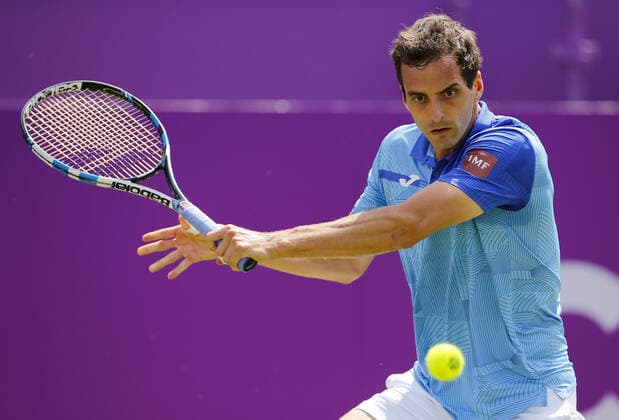 Mandatory Credit: Photo by Ella Ling BPI Shutterstock (12071591bj) Albert Ramos-Vinolas of Spain in action Cinch Championships, Day One, Tennis, Queens Club, London, UK - 14 June 2021 EDITORIAL USE ONLY No use with unauthorised audio, video, data, fixture lists, club league logos or live services. Online in-match use limited to 120 images, no video emulation. No use in betting, games or single club league player publications. Cinch Championships, Day One, Tennis, Queens Club, London, UK - 14 June 2021 EDITORIAL USE ONLY No use with unauthorised audio, video, data, fixture lists, club league logos or live services. Online in-match use limited to 120 images, no video emulation. No use in betting, games or single club league player publications. Copyright: xEllaxLing BPI Shutterstockx 12071591bj