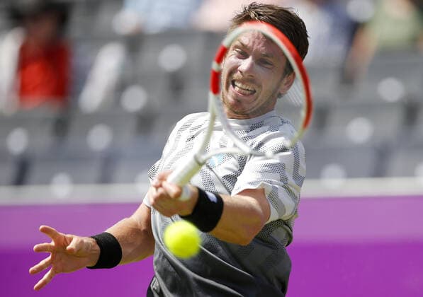 Mandatory Credit: Photo by Ella Ling BPI Shutterstock (12071591bl) Cameron Norrie of GBR in action Cinch Championships, Day One, Tennis, Queens Club, London, UK - 14 June 2021 EDITORIAL USE ONLY No use with unauthorised audio, video, data, fixture lists, club league logos or live services. Online in-match use limited to 120 images, no video emulation. No use in betting, games or single club league player publications. Cinch Championships, Day One, Tennis, Queens Club, London, UK - 14 June 2021 EDITORIAL USE ONLY No use with unauthorised audio, video, data, fixture lists, club league logos or live services. Online in-match use limited to 120 images, no video emulation. No use in betting, games or single club league player publications. Copyright: xEllaxLing BPI Shutterstockx 12071591bl
