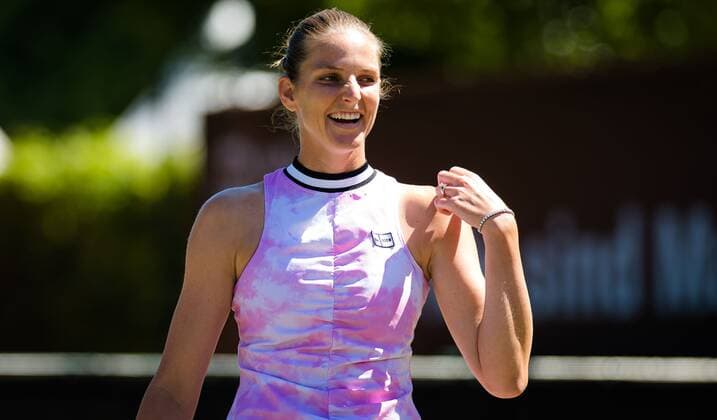 Mandatory Credit: Photo by Rob Prange Shutterstock (12072930cd) Karolina Pliskova of the Czech Republic playing doubles with Karolina Muchova at the 2021 bett1open WTA, Tennis Damen 500 tennis tournament bett1open Tournament, Tennis, Berlin, Germany - 14 Jun 2021 bett1open Tournament, Tennis, Berlin, Germany - 14 Jun 2021  Copyright: xRobxPrange Shutterstockx 12072930cd