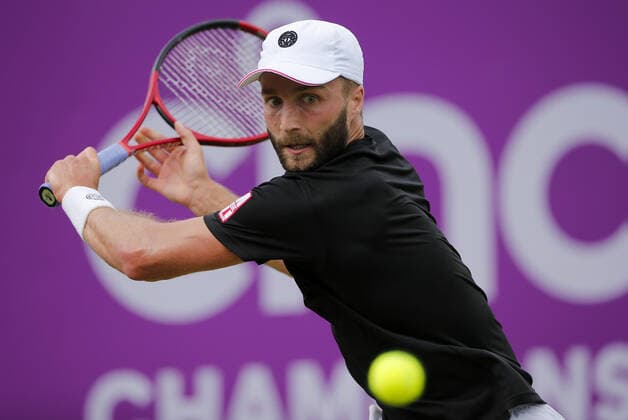 Mandatory Credit: Photo by Ella Ling BPI Shutterstock (12071591bz) Liam Broady of GBR in action Cinch Championships, Day One, Tennis, Queens Club, London, UK - 14 June 2021 EDITORIAL USE ONLY No use with unauthorised audio, video, data, fixture lists, club league logos or live services. Online in-match use limited to 120 images, no video emulation. No use in betting, games or single club league player publications. Cinch Championships, Day One, Tennis, Queens Club, London, UK - 14 June 2021 EDITORIAL USE ONLY No use with unauthorised audio, video, data, fixture lists, club league logos or live services. Online in-match use limited to 120 images, no video emulation. No use in betting, games or single club league player publications. Copyright: xEllaxLing BPI Shutterstockx 12071591bz