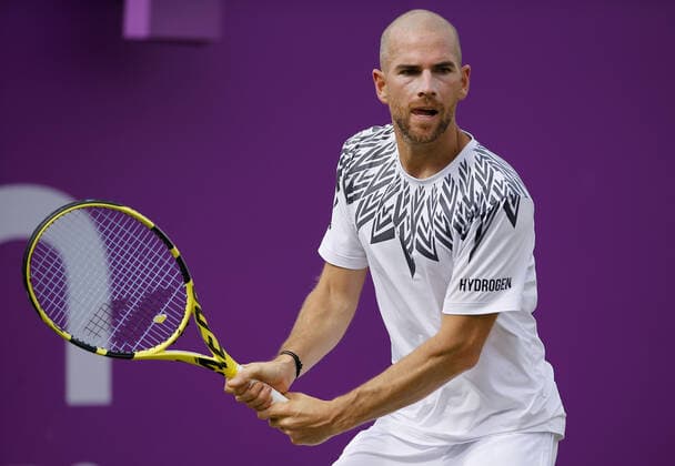 Mandatory Credit: Photo by Ella Ling BPI Shutterstock (12071591bx) Adrian Mannarino of France in action Cinch Championships, Day One, Tennis, Queens Club, London, UK - 14 June 2021 EDITORIAL USE ONLY No use with unauthorised audio, video, data, fixture lists, club league logos or live services. Online in-match use limited to 120 images, no video emulation. No use in betting, games or single club league player publications. Cinch Championships, Day One, Tennis, Queens Club, London, UK - 14 June 2021 EDITORIAL USE ONLY No use with unauthorised audio, video, data, fixture lists, club league logos or live services. Online in-match use limited to 120 images, no video emulation. No use in betting, games or single club league player publications. Copyright: xEllaxLing BPI Shutterstockx 12071591bx