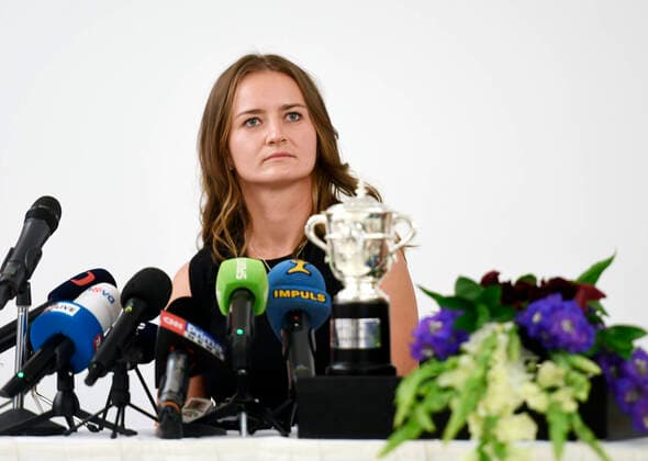 The winner of singles and doubles of the Roland Garros major tennis tournament Barbora Krejcikova attends a press conference, PK, Pressekonferenz of the Czech Tennis Association on June 14, 2021, in Prague, Czech Republic. (CTKxPhoto MichaelaxRihova) CTKPhotoP2021061408249  mir 5