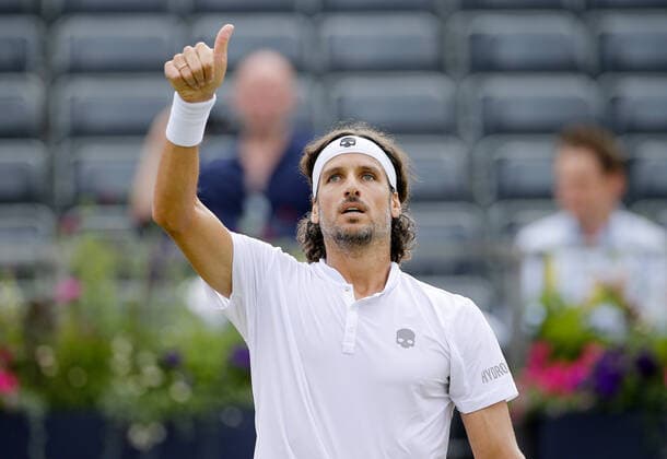 Mandatory Credit: Photo by Ella Ling BPI Shutterstock (12071591cs) Feliciano Lopez of Spain celebrates Cinch Championships, Day One, Tennis, Queens Club, London, UK - 14 June 2021 EDITORIAL USE ONLY No use with unauthorised audio, video, data, fixture lists, club league logos or live services. Online in-match use limited to 120 images, no video emulation. No use in betting, games or single club league player publications. Cinch Championships, Day One, Tennis, Queens Club, London, UK - 14 June 2021 EDITORIAL USE ONLY No use with unauthorised audio, video, data, fixture lists, club league logos or live services. Online in-match use limited to 120 images, no video emulation. No use in betting, games or single club league player publications. Copyright: xEllaxLing BPI Shutterstockx 12071591cs