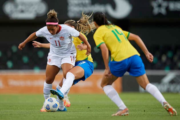 Football, Women, Test match, Brazil - Canada