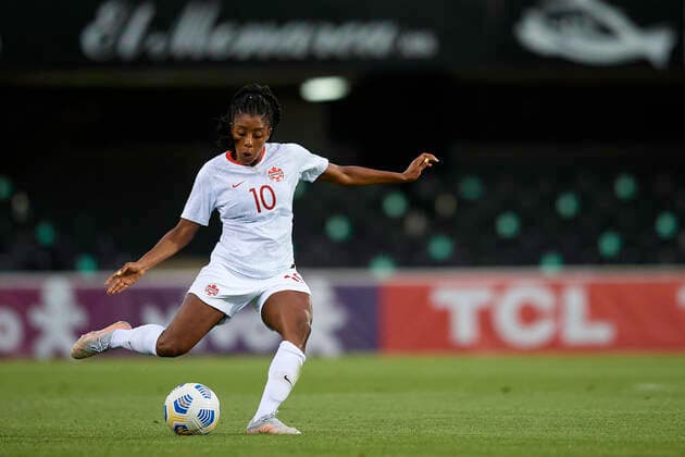 Brazil v Canada - Women s International Friendly, Länderspiel, Nationalmannschaft Ashley Lawrence of Canada shooting to goal during the Women s International Friendly match between Brazil and Canada at Estadio Cartagonova on June 14, 2021 in Cartagena, Cartagena Murcia Spain breton-brazilvc210614_np35B  Copyright: xJosexBretonx