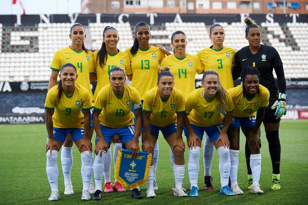 Brazil v Canada - Women s International Friendly, Länderspiel, Nationalmannschaft Brazil Line up (L-R) Rafaelle Souza, Beatriz Joao, Bruna Soares, Julia Bianchi, Erika Santos, Barbara Barbosa, Debora Oliveira, Marta Silva, Tamires Britto, Andressa Machry, Ludmila Silva of Brazil during the Women s International Friendly match between Brazil and Canada at Estadio Cartagonova on June 14, 2021 in Cartagena, Cartagena Murcia Spain breton-brazilvc210614_npFzo  Copyright: xJosexBretonx