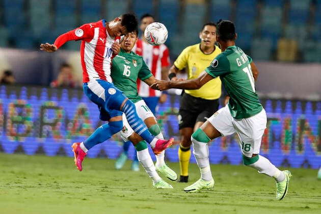 Brazil x Venezuela BRASÍLIA, DF - 14.06.2021: BRAZIL X VENEZUELA - First round 01 during a match between Paraguay x Bolivia, valid for the Copa América, held at the Pedro Ludovico Teixeira Olympic Stadium in Goiânia GO, this Monday (14). In the photo Player Santiago Paraguay x. Ewin Mario Bolivia. (Photo: Francisco Stuckert Fotoarena) x2079740x  FranciscoxStuckert