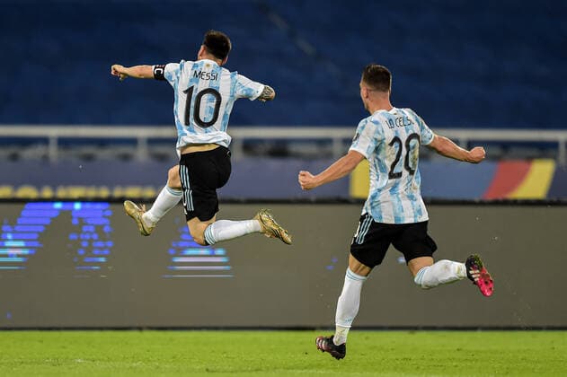 Argentina v Chile: Group A - Copa America Brazil 2021 Messi Argentina player celebrates his goal during a match against Chile at the Engenhao stadium for the Copa America 2021, on June 14, 2021 in Rio de Janeiro, Brazil. Rio De Janeiro Brazil ribeiro-notitle210614_npXYy  Copyright: xThiagoxRibeirox