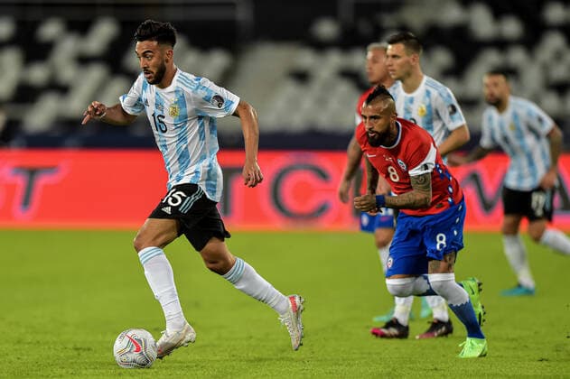 Argentina v Chile: Group A - Copa America Brazil 2021 Gonzalez Argentina player during warm-up before the match against Chile at the Engenhao stadium for the Copa America 2021, on June 14, 2021 in Rio de Janeiro, Brazil. Rio De Janeiro Brazil ribeiro-notitle210614_npHtr  Copyright: xThiagoxRibeirox
