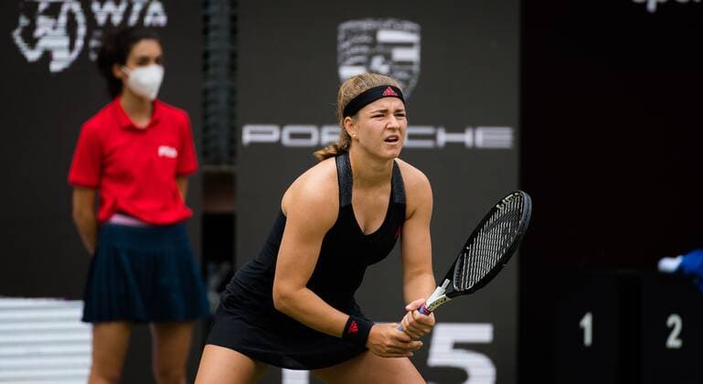 Mandatory Credit: Photo by Rob Prange Shutterstock (12072931w) Karolina Muchova of the Czech Republic in action during the first round of the 2021 bett1open WTA, Tennis Damen 500 tennis tournament bett1open Tournament, Tennis, Berlin, Germany - 15 Jun 2021 bett1open Tournament, Tennis, Berlin, Germany - 15 Jun 2021  Copyright: xRobxPrange Shutterstockx 12072931w