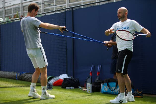 Mandatory Credit: Photo by Ella Ling BPI Shutterstock (12074706t) Andy Murray of GBR preps for practice Cinch Championships, Day Two, Tennis, Queens Club, London, UK - 15 June 2021 EDITORIAL USE ONLY No use with unauthorised audio, video, data, fixture lists, club league logos or live services. Online in-match use limited to 120 images, no video emulation. No use in betting, games or single club league player publications. Cinch Championships, Day Two, Tennis, Queens Club, London, UK - 15 June 2021 EDITORIAL USE ONLY No use with unauthorised audio, video, data, fixture lists, club league logos or live services. Online in-match use limited to 120 images, no video emulation. No use in betting, games or single club league player publications.  Copyright: xEllaxLing BPI Shutterstockx 12074706t