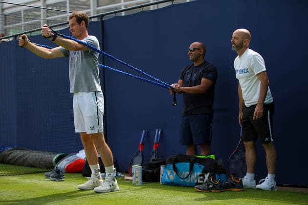 Mandatory Credit: Photo by Ella Ling BPI Shutterstock (12074706p) Andy Murray of GBR preps for practice Cinch Championships, Day Two, Tennis, Queens Club, London, UK - 15 June 2021 EDITORIAL USE ONLY No use with unauthorised audio, video, data, fixture lists, club league logos or live services. Online in-match use limited to 120 images, no video emulation. No use in betting, games or single club league player publications. Cinch Championships, Day Two, Tennis, Queens Club, London, UK - 15 June 2021 EDITORIAL USE ONLY No use with unauthorised audio, video, data, fixture lists, club league logos or live services. Online in-match use limited to 120 images, no video emulation. No use in betting, games or single club league player publications.  Copyright: xEllaxLing BPI Shutterstockx 12074706p