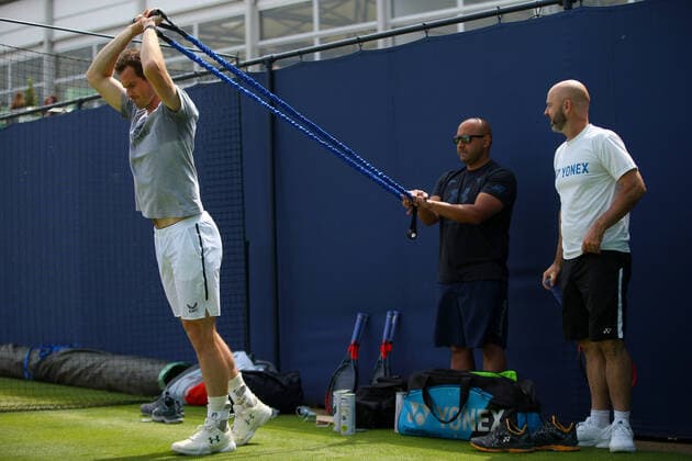 Mandatory Credit: Photo by Ella Ling BPI Shutterstock (12074706s) Andy Murray of GBR preps for practice Cinch Championships, Day Two, Tennis, Queens Club, London, UK - 15 June 2021 EDITORIAL USE ONLY No use with unauthorised audio, video, data, fixture lists, club league logos or live services. Online in-match use limited to 120 images, no video emulation. No use in betting, games or single club league player publications. Cinch Championships, Day Two, Tennis, Queens Club, London, UK - 15 June 2021 EDITORIAL USE ONLY No use with unauthorised audio, video, data, fixture lists, club league logos or live services. Online in-match use limited to 120 images, no video emulation. No use in betting, games or single club league player publications.  Copyright: xEllaxLing BPI Shutterstockx 12074706s