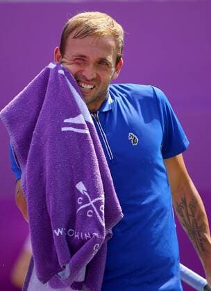 Mandatory Credit: Photo by Ella Ling BPI Shutterstock (12074706bu) Dan Evans of GBR in action Cinch Championships, Day Two, Tennis, Queens Club, London, UK - 15 June 2021 EDITORIAL USE ONLY No use with unauthorised audio, video, data, fixture lists, club league logos or live services. Online in-match use limited to 120 images, no video emulation. No use in betting, games or single club league player publications. Cinch Championships, Day Two, Tennis, Queens Club, London, UK - 15 June 2021 EDITORIAL USE ONLY No use with unauthorised audio, video, data, fixture lists, club league logos or live services. Online in-match use limited to 120 images, no video emulation. No use in betting, games or single club league player publications. Copyright: xEllaxLing BPI Shutterstockx 12074706bu