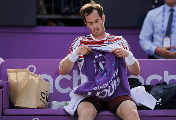 Mandatory Credit: Photo by Ella Ling BPI Shutterstock (12074706cw) Andy Murray of GBR feels the emotion following his win Cinch Championships, Day Two, Tennis, Queens Club, London, UK - 15 June 2021 EDITORIAL USE ONLY No use with unauthorised audio, video, data, fixture lists, club league logos or live services. Online in-match use limited to 120 images, no video emulation. No use in betting, games or single club league player publications. Cinch Championships, Day Two, Tennis, Queens Club, London, UK - 15 June 2021 EDITORIAL USE ONLY No use with unauthorised audio, video, data, fixture lists, club league logos or live services. Online in-match use limited to 120 images, no video emulation. No use in betting, games or single club league player publications. Copyright: xEllaxLing BPI Shutterstockx 12074706cw