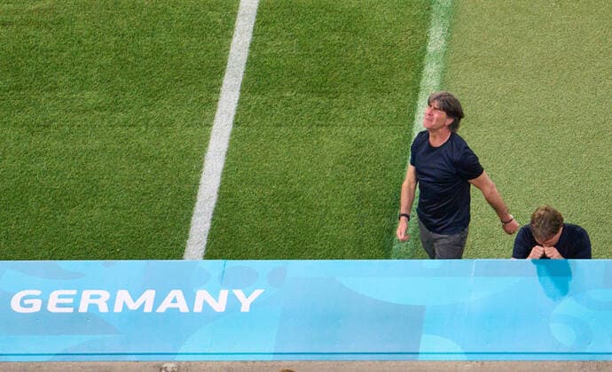 Sport Bilder des Tages DFB headcoach Joachim Jogi LOEW, LÖW , Bundestrainer, Nationaltrainer, Marcus SORG, Assistent coach DFB in the match GERMANY - FRANCE at the football European Championships 2020, Season 2020 2021, June 15, 2021 in Munich, Germany.