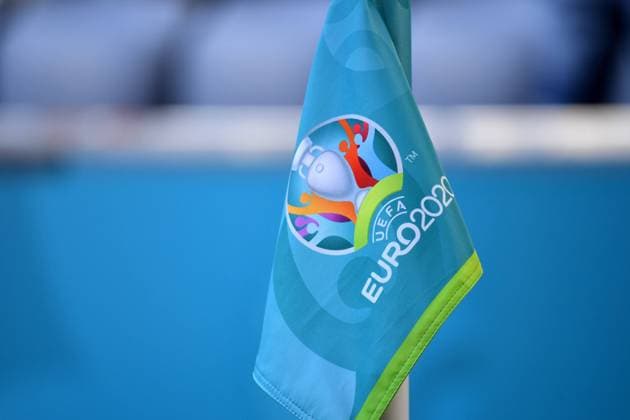 Edge motive, corner flag with EM logo group phase, preliminary round group F, game M12, France F Germany GER 1 0 on 15 06 2021 in Munich football arena alliance arena football EM 2020 of 11 06 2021 11 07 2021