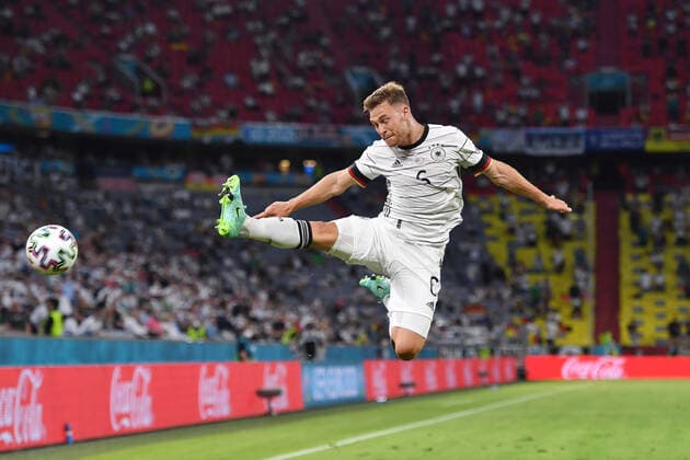 Joshua KIMMICH GER , acrobatic, action, single action, single picture, cutout, whole body shot, whole figure group phase, preliminary round group F, game M12, France F Germany GER 1 0 on 15 06 2021 in Muenchen Fussball Arena Alliianz Arena Fussball EM 2020 from 11 06 2021 11 07 2021