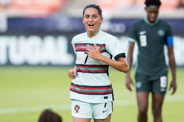 June 13, 2021: Portugal forward Francisca Nazareth (7) smiles during an international soccer match between Nigeria and Portugal at BBVA Stadium in Houston, TX. The game ended in a 3-3 draw... CSM Houston U.S. - ZUMAc04_ 20210613_zaf_c04_396 Copyright: xTraskxSmithx