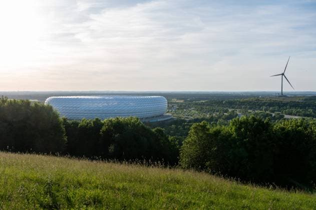 Allianz Arena The illuminated football Allianz Arena during the match Germany France, the European Championship 2021 in evening sunset mood Munich Bavaria Germany Copyright: argumx xFalkxHeller
