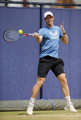 Mandatory Credit: Photo by Ella Ling BPI Shutterstock (12084430c) Andy Murray of GBR practises Cinch Championships, Day Three, Tennis, Queens Club, London, UK - 16 June 2021 EDITORIAL USE ONLY No use with unauthorised audio, video, data, fixture lists, club league logos or live services. Online in-match use limited to 120 images, no video emulation. No use in betting, games or single club league player publications. Cinch Championships, Day Three, Tennis, Queens Club, London, UK - 16 June 2021 EDITORIAL USE ONLY No use with unauthorised audio, video, data, fixture lists, club league logos or live services. Online in-match use limited to 120 images, no video emulation. No use in betting, games or single club league player publications.  Copyright: xEllaxLing BPI Shutterstockx 12084430c