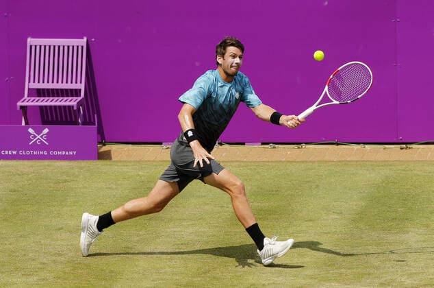 Mandatory Credit: Photo by Ella Ling BPI Shutterstock (12084430aa) Cameron Norrie of Great Britain in action Cinch Championships, Day Three, Tennis, Queens Club, London, UK - 16 June 2021 EDITORIAL USE ONLY No use with unauthorised audio, video, data, fixture lists, club league logos or live services. Online in-match use limited to 120 images, no video emulation. No use in betting, games or single club league player publications. Cinch Championships, Day Three, Tennis, Queens Club, London, UK - 16 June 2021 EDITORIAL USE ONLY No use with unauthorised audio, video, data, fixture lists, club league logos or live services. Online in-match use limited to 120 images, no video emulation. No use in betting, games or single club league player publications. Copyright: xEllaxLing BPI Shutterstockx 12084430aa