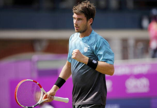 Mandatory Credit: Photo by Ella Ling BPI Shutterstock (12084430m) Cameron Norrie of Great Britain celebrates Cinch Championships, Day Three, Tennis, Queens Club, London, UK - 16 June 2021 EDITORIAL USE ONLY No use with unauthorised audio, video, data, fixture lists, club league logos or live services. Online in-match use limited to 120 images, no video emulation. No use in betting, games or single club league player publications. Cinch Championships, Day Three, Tennis, Queens Club, London, UK - 16 June 2021 EDITORIAL USE ONLY No use with unauthorised audio, video, data, fixture lists, club league logos or live services. Online in-match use limited to 120 images, no video emulation. No use in betting, games or single club league player publications. Copyright: xEllaxLing BPI Shutterstockx 12084430m