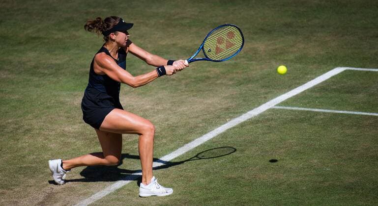 Mandatory Credit: Photo by Rob Prange Shutterstock (12072933bc) Belinda Bencic of Switzerland in action during her second round match at the 2021 bett1open WTA, Tennis Damen 500 tennis tournament bett1open Tournament, Tennis, Berlin, Germany - 16 Jun 2021 bett1open Tournament, Tennis, Berlin, Germany - 16 Jun 2021  Copyright: xRobxPrange Shutterstockx 12072933bc
