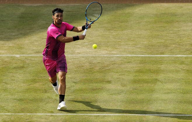Mandatory Credit: Photo by Ella Ling BPI Shutterstock (12084430cd) Fabio Fognini of Italy in action Cinch Championships, Day Three, Tennis, Queens Club, London, UK - 16 June 2021 EDITORIAL USE ONLY No use with unauthorised audio, video, data, fixture lists, club league logos or live services. Online in-match use limited to 120 images, no video emulation. No use in betting, games or single club league player publications. Cinch Championships, Day Three, Tennis, Queens Club, London, UK - 16 June 2021 EDITORIAL USE ONLY No use with unauthorised audio, video, data, fixture lists, club league logos or live services. Online in-match use limited to 120 images, no video emulation. No use in betting, games or single club league player publications. Copyright: xEllaxLing BPI Shutterstockx 12084430cd