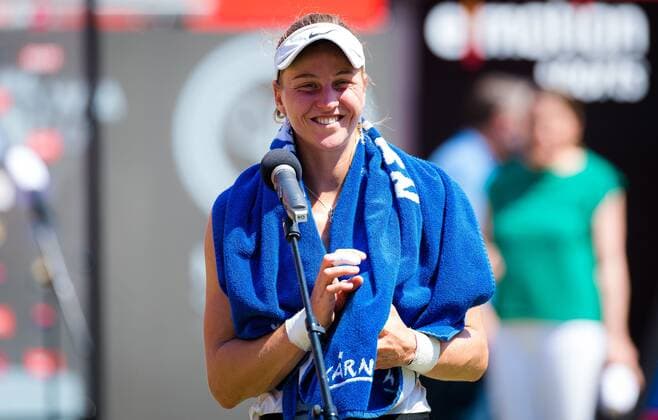 Mandatory Credit: Photo by Rob Prange Shutterstock (12072938at) Liudmila Samsonova of Russia after winning the second round match at the 2021 bett1open WTA, Tennis Damen 500 tennis tournament bett1open Tournament, Tennis, Berlin, Germany - 17 Jun 2021 bett1open Tournament, Tennis, Berlin, Germany - 17 Jun 2021  Copyright: xRobxPrange Shutterstockx 12072938at
