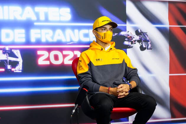 NORRIS Lando (gbr), McLaren MCL35M, portrait, press conference, PK, Pressekonferenz during the Formula 1 Emirates Grand Prix de France 2021, 7th round of the 2021 FIA Formula One World Championship, WM, Weltmeisterschaft from June 18 to 20, 2021 on the Circuit Paul Ricard, in Le Castellet, France FORMULE 1 : Grand Prix de France - Circuit Paul-Ricard - 17 06 2021 DPPI PANORAMIC  AV6_9246