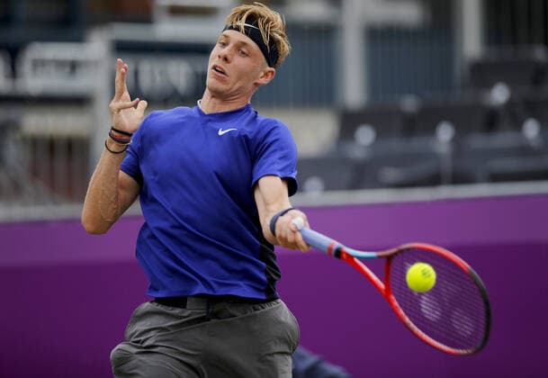 Mandatory Credit: Photo by Ella Ling BPI Shutterstock (12089309bm) Denis Shapovalov of Canada in action Cinch Championships, Day Four, Tennis, Queens Club, London, UK - 17 June 2021 EDITORIAL USE ONLY No use with unauthorised audio, video, data, fixture lists, club league logos or live services. Online in-match use limited to 120 images, no video emulation. No use in betting, games or single club league player publications. Cinch Championships, Day Four, Tennis, Queens Club, London, UK - 17 June 2021 EDITORIAL USE ONLY No use with unauthorised audio, video, data, fixture lists, club league logos or live services. Online in-match use limited to 120 images, no video emulation. No use in betting, games or single club league player publications. Copyright: xEllaxLing BPI Shutterstockx 12089309bm