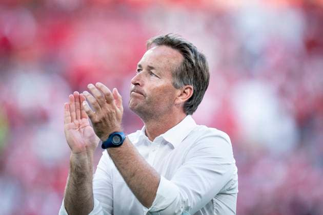 Denmarks National Trainer Kasper Hjulmand after the European Championship match between Denmark Belgium in the Park, Thursday 17 June 2021, Copenhagen Denmark  Copyright: Ritzau Scanpix LiselottexSabroex COP101 spdk20210617-201539-L