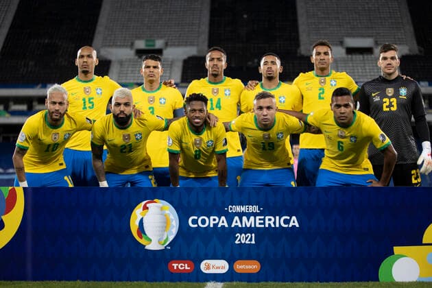 17th June 2021; Nilton Santos Stadium, Rio de Janeiro, Brazil; Copa America, Brazil versus Peru; Players of Brazil pose for their official photo before the match  ActionPlus12297201 LucasxFigueiredo CBF