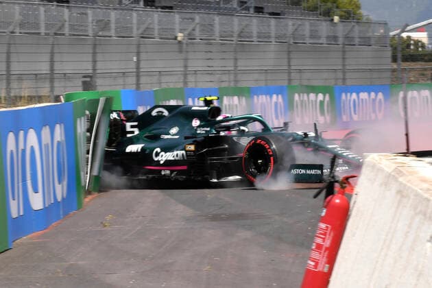 VETTEL Sebastian F1 Team Aston Martin accident in 1 practice on Friday F1 season 2021 French GP at Le Castellet on 18 June 2021