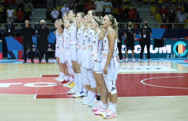 Belgian Cats Julie Allemand pictured during the match between Belgium s national women s basketball team The Belgian Cats and Slovenia, in Strasbourg, France, Friday 18 June 2021. The Belgian Cats are in France for the FIBA Women s EuroBasket 2021 European Basketball championships, that take place from 17 to 27 June. VIRGINIExLEFOUR  x3011612x