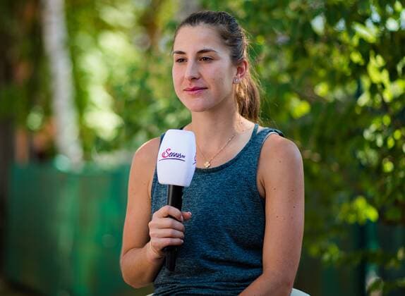 Mandatory Credit: Photo by Rob Prange Shutterstock (12072940be) Belinda Bencic of Switzerland talks to the media after the quarter-final of the 2021 bett1open WTA, Tennis Damen 500 tennis tournament bett1open Tournament, Tennis, Berlin, Germany - 18 Jun 2021 bett1open Tournament, Tennis, Berlin, Germany - 18 Jun 2021  Copyright: xRobxPrange Shutterstockx 12072940be