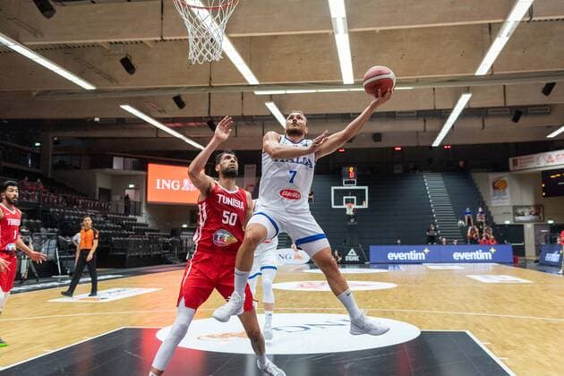 Basketball Hamburg 18 06 2021 Supercup National Team Italy ITA Tunisia TUN Stefano Tonut Italy, No 07 Salah Mejri Tunisia, No 50