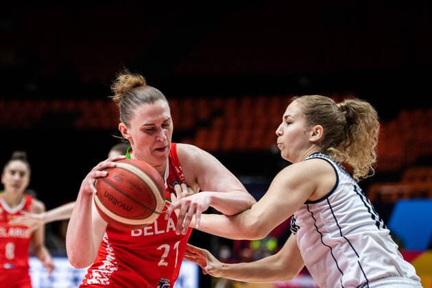 210618 Viktoryia Hasper of Belarus during the FIBA Women s Eurobasket match between Slovakia and Belarus on June 18, 2021 in Valencia Photo Maxim ThorÃ BILDBYRAN kod MT MT0188 basket basketball national team fiba women s eurobasket basket em slovakien belarus slovakia vitryssland dam bbeng,  Copyright: MAXIMxTHORE BB210618MT005