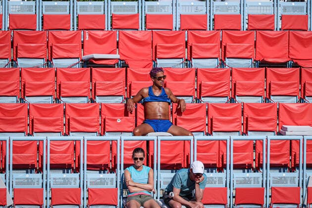 In the picture impressions hot day today at Steffi Graf Stadium bett1open 2021, Berlin, LTTC Rot Weiß Steffi Graf Stadium, 18 06 2021,